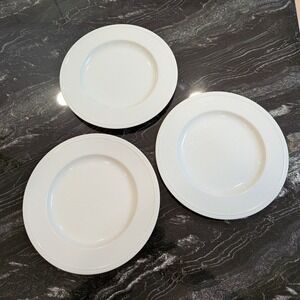 3 Crate & Barrel Staccato Dinner Plates Beaded Rim 11" Japan Kathleen Wills
